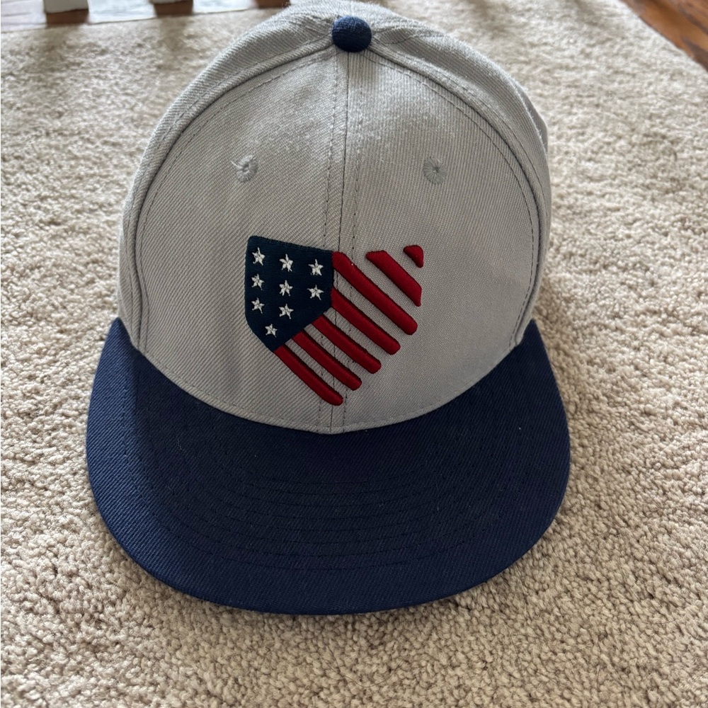 Baseballism SnapBack Gray and Blue hat with American Flag Design